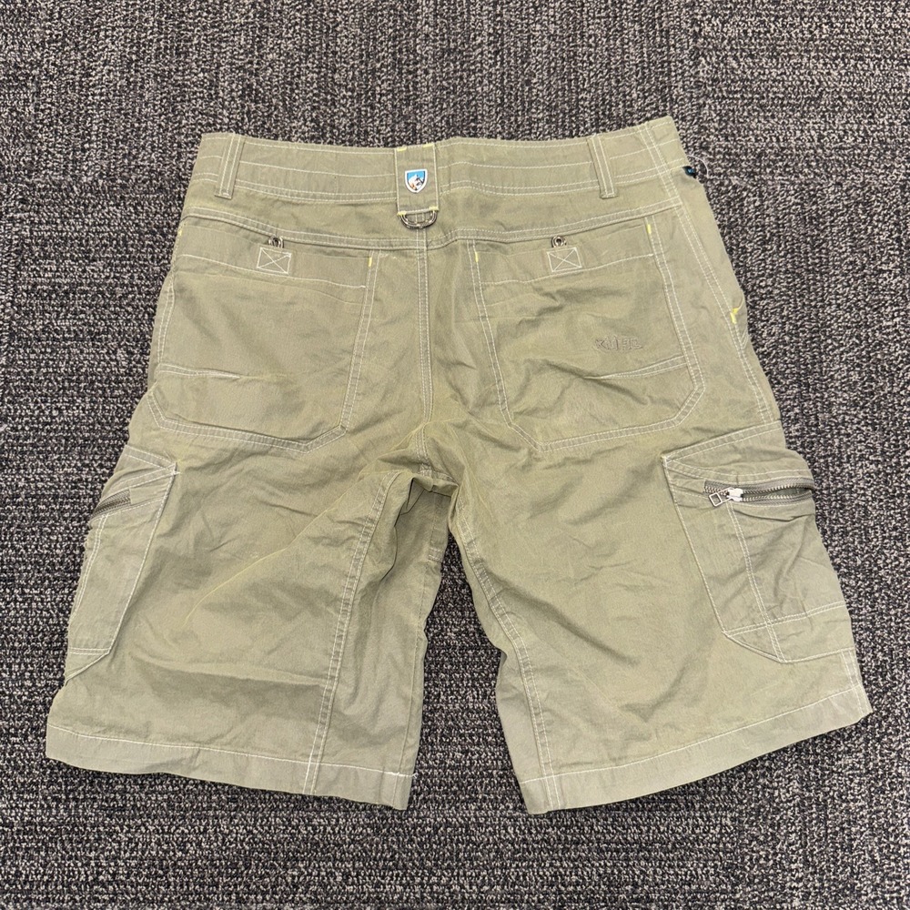 KUHL Renegade Shorts Mens 32 Green Nylon Stretch Hiking Outdoor 10" Inseam Cargo